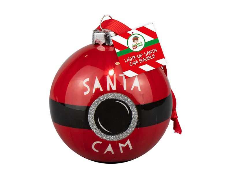 Christmas Light Up Santa Cam Bauble