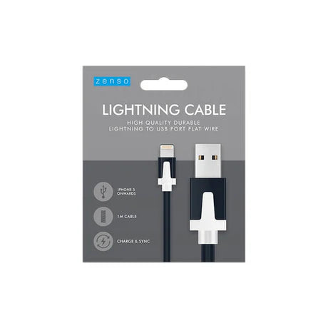ZENSO LIGHTNING CABLE BRAIDED 1M USB CABLE ASSTD   ELE-5958