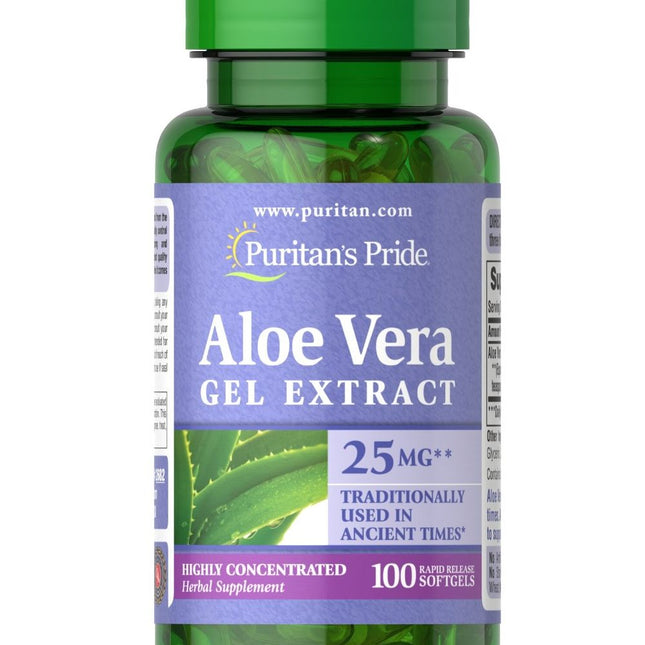 Puritan's Pride Aloe Vera Gel Extract 25mg Softgels 100