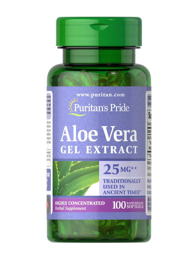 Puritan's Pride Aloe Vera Gel Extract 25mg Softgels 100