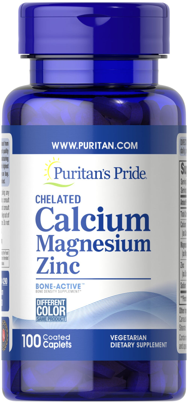 Puritans Pride Chelated Calcium Magnesium Zinc 100 Caplets 7620