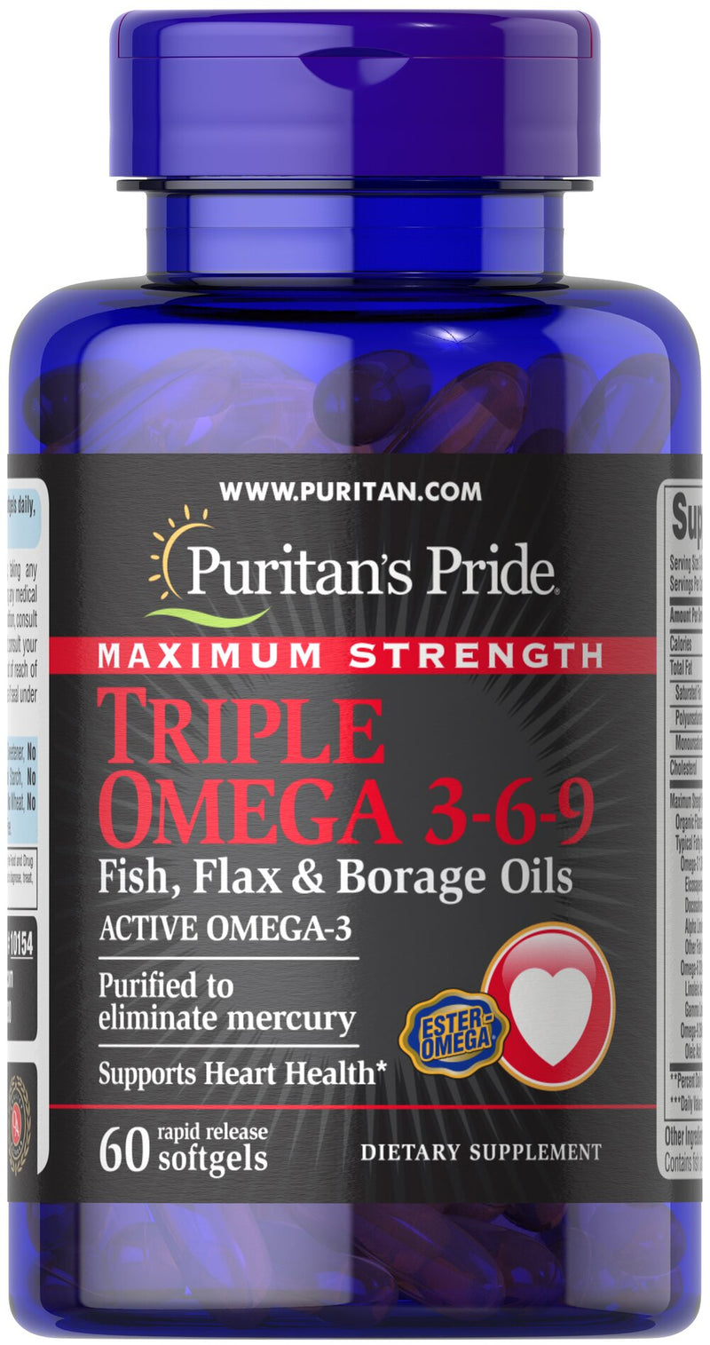 Puritan's Pride Triple Omega 3-6-9 Softgels 60's