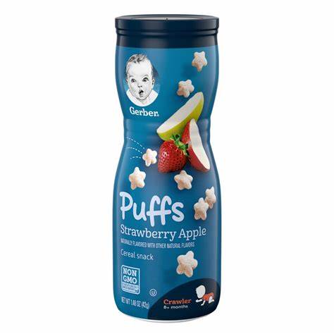 Gerber Grad.Puffs Variety Strawberry Apple pk 6/1.48oz