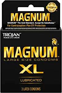 Trojan Magnum Large Size XL Latex Condoms 3's