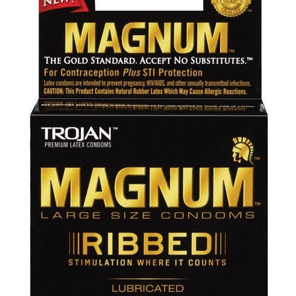 Trojan Magnum Ribbed Latex 3pk Condoms