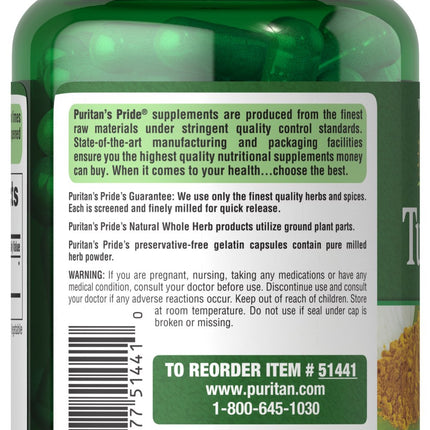 Puritan's Pride Tumeric 800mg 100caps 21.97