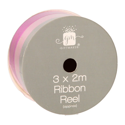 Giftmaker Pink Asst Ribbon Reel 3 x 2m