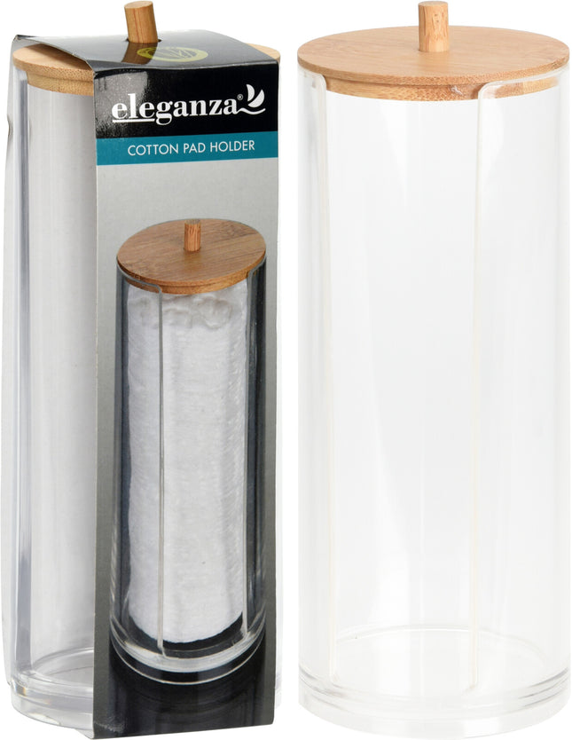 Eleganza Cotton Pad Holder Bamboo Plastic