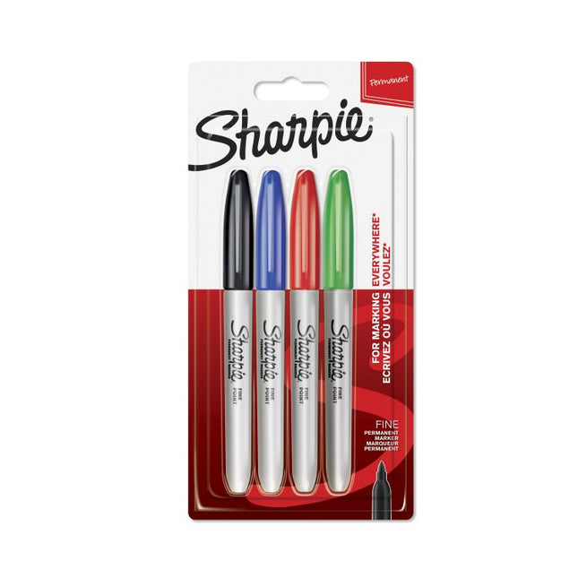 Sharpie Permanent Markers Assorted Colours 4pk