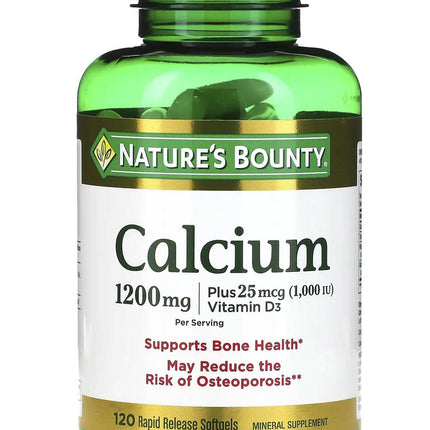 Natures Bounty Calcium 1200mg Plus Vitamin D3 Softgels 120s
