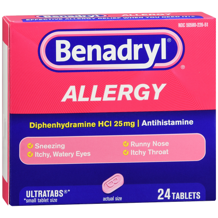 Benadryl 25mg Allergy Tabs 24s