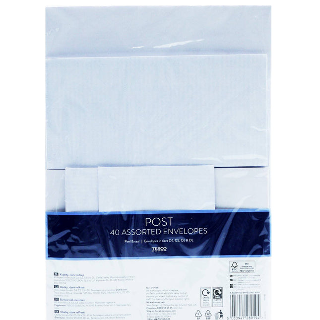 Tesco Assorted Envelopes 40pc