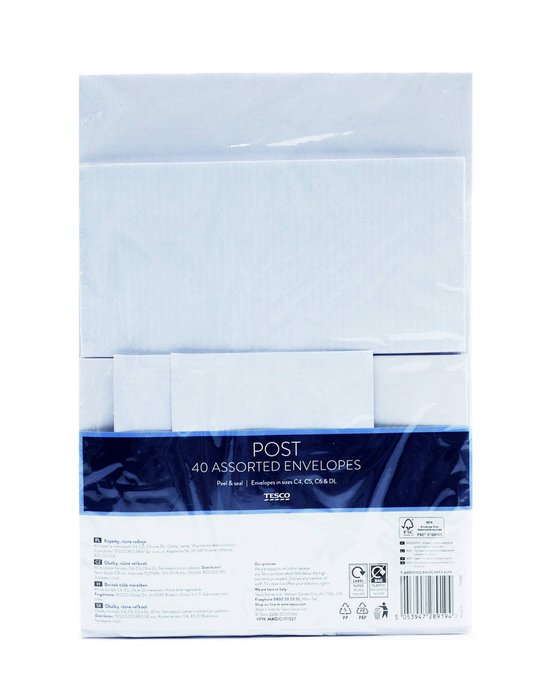 Tesco Assorted Envelopes 40pc