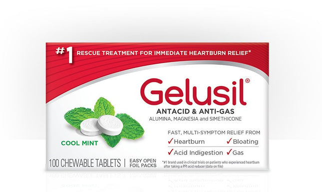 Gelusil Antacid / Anti Gas Peppermint Tabs 100s