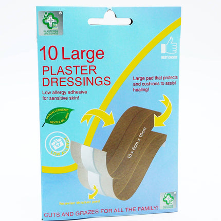 A&E Large Plaster Dressings 10's