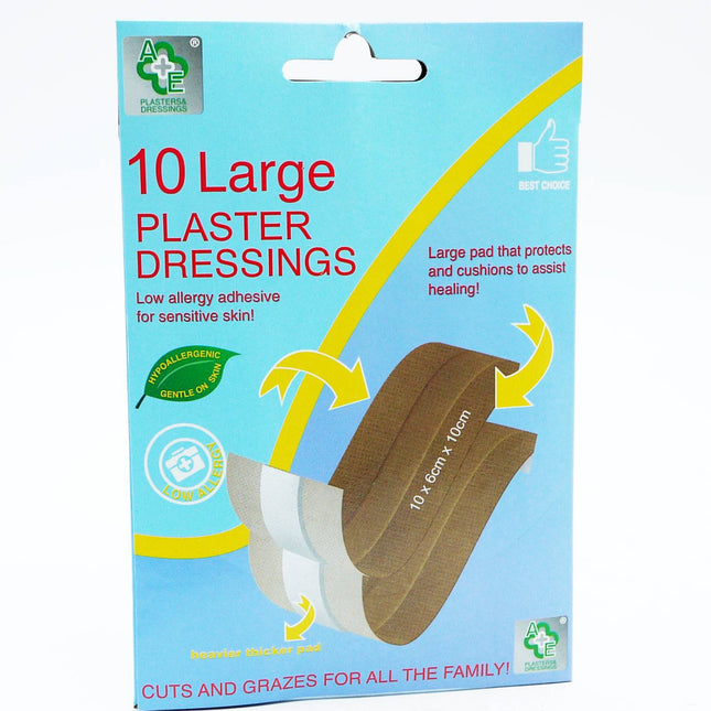 A&E Large Plaster Dressings 10's