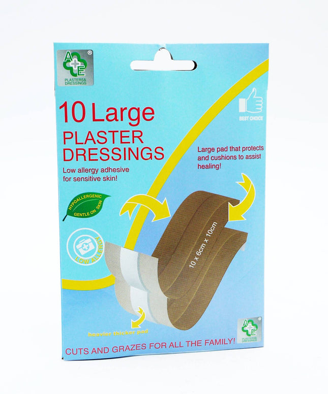 A&E Large Plaster Dressings 10's