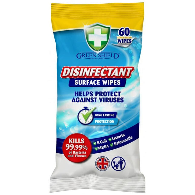 Green Shield Disinfectant Surface Lemon Wipes  60 wipes