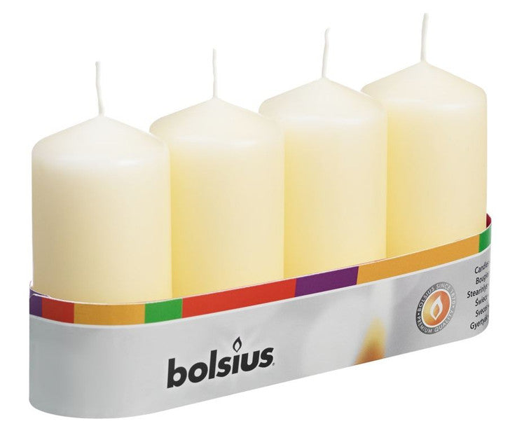 Bolsius Pillar Church Ivory Candle 100x48mm 4pk (Single)