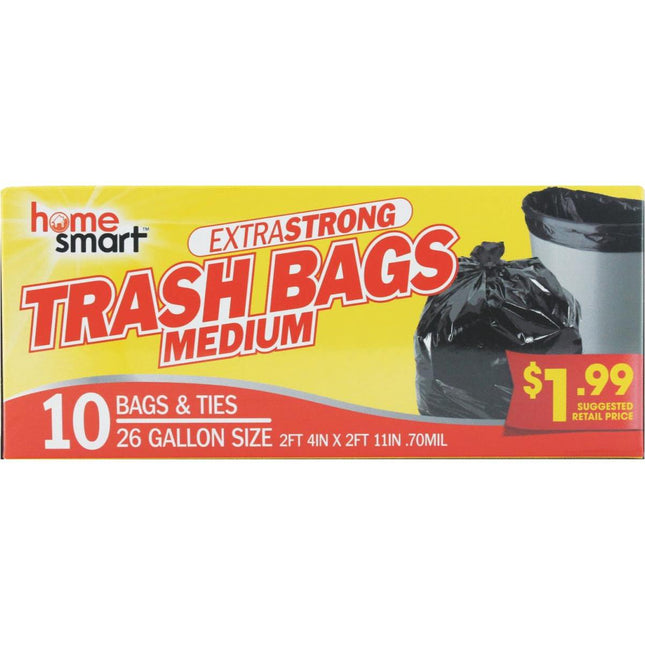 Home Smart  Trash Bags Medium 26 gal 10bags & Ties
