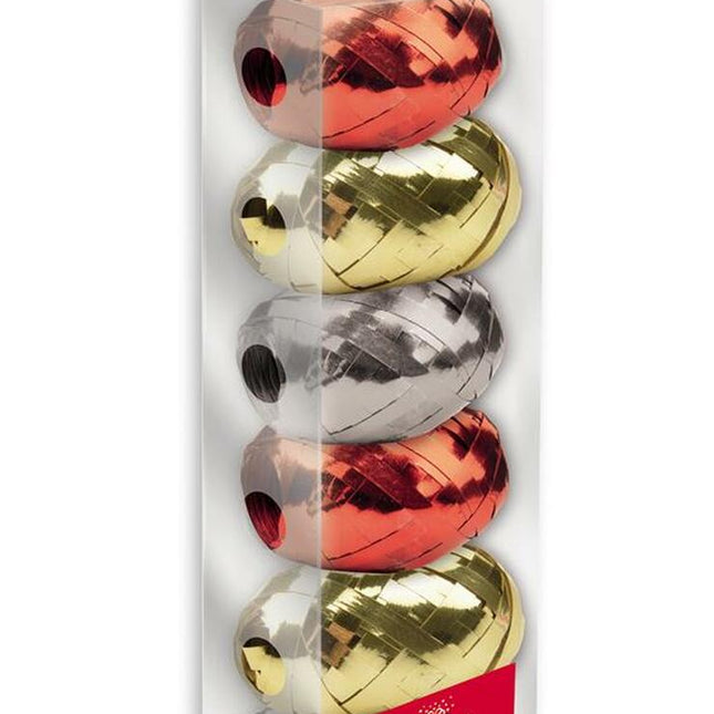 Giftmaker Christmas Ribbons Cops - Red, Gold & Silver 7m