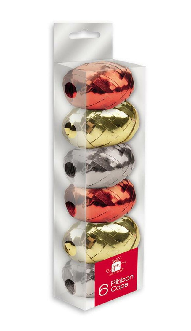 Giftmaker Christmas Ribbons Cops - Red, Gold & Silver 7m