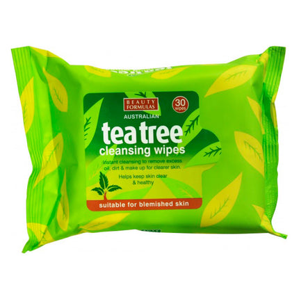 Beauty Formulas Tea Tree Wipes Blemished Skin 30's