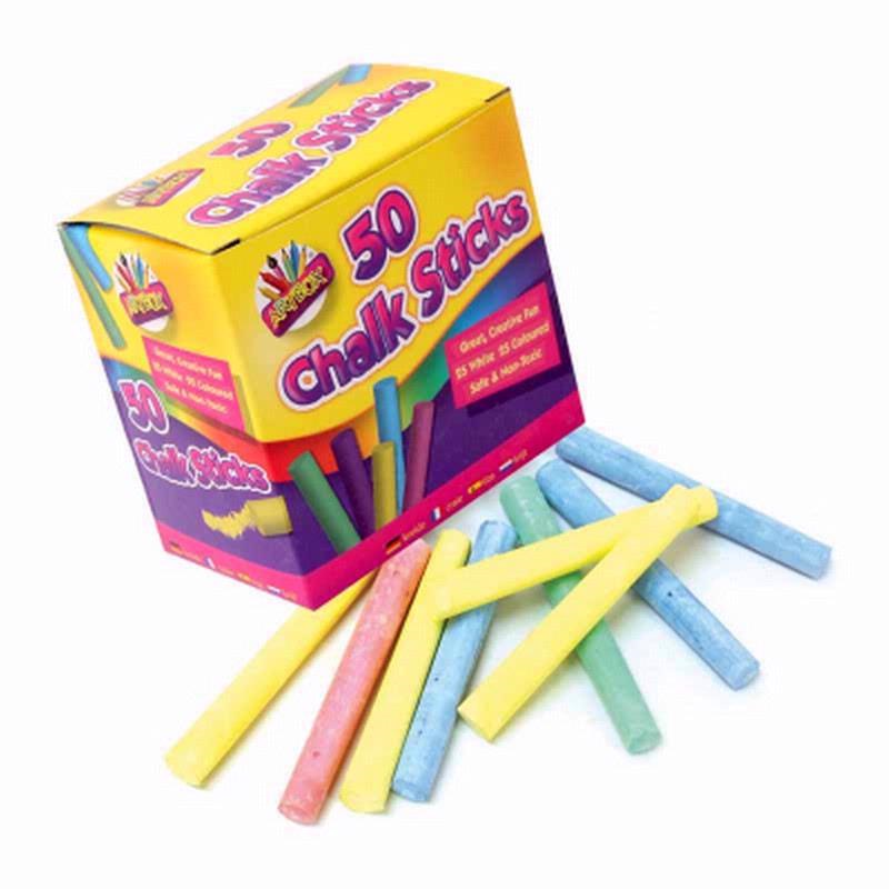 Art Box Chalk Sticks Assorted Colours 50's