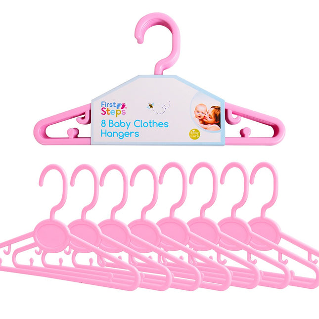 First Steps Baby Clothes Hangers 8's Pink