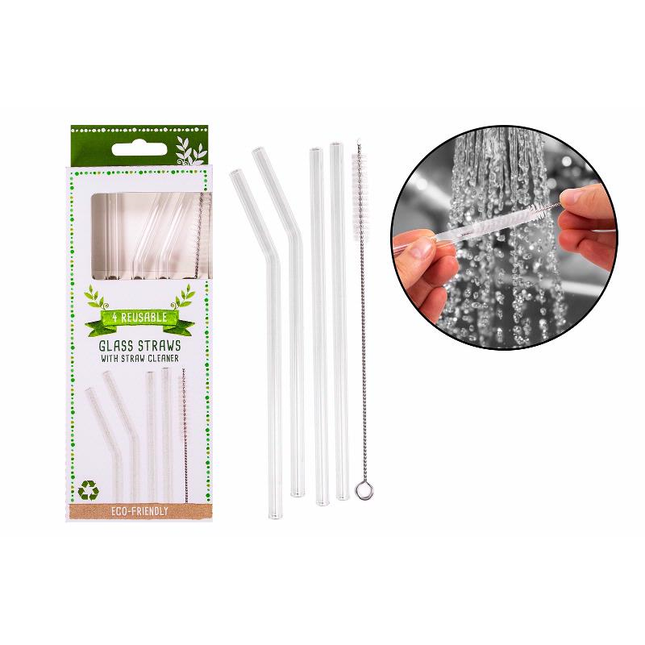 Glass Straws with Cleaner set