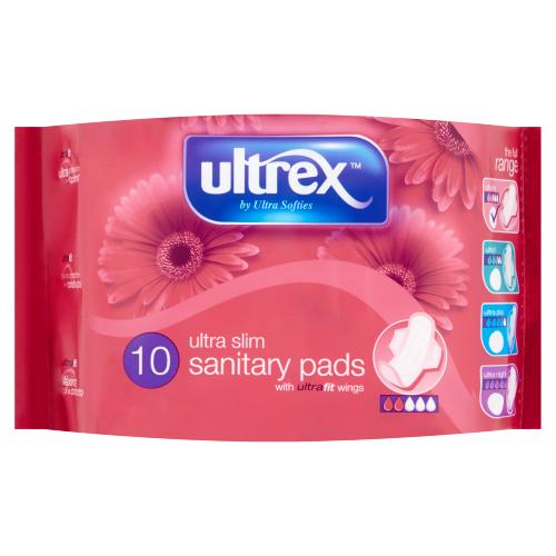 Ultrex Sanitary Pads W Wings Ultra Slim 10's