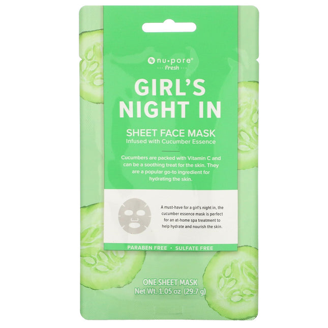 Nu.Pore Girl's Night In Cucumber Face Mask 1sheet