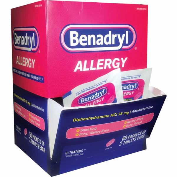 Benadryl Allergy Tabs 25mg 25pkts of 2 tabs Dispenser