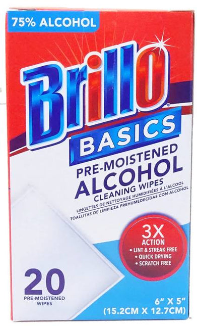 Brillo Alcohol Wipes 75%  20pk