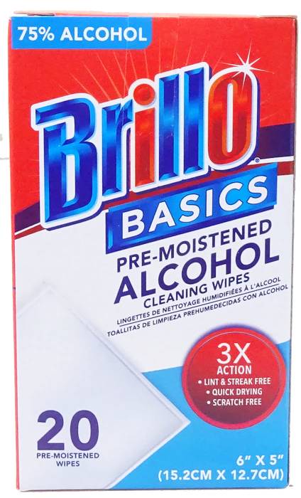 Brillo Alcohol Wipes 75%  20pk