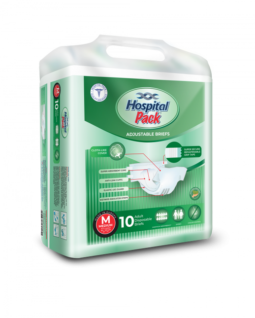 Hospital Pack Adult Disposable Briefs Medium 10s