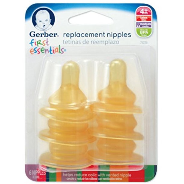 Gerber Replacement Nipple 6's Medium Flow 4+M