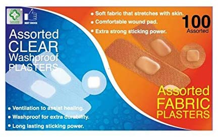 A&E Assorted Clear Waterproof & Fabric Plasters 100's