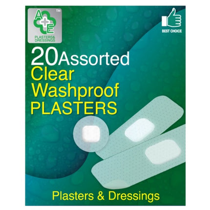 A&E Clear Washproof Plasters & Dressings 20's