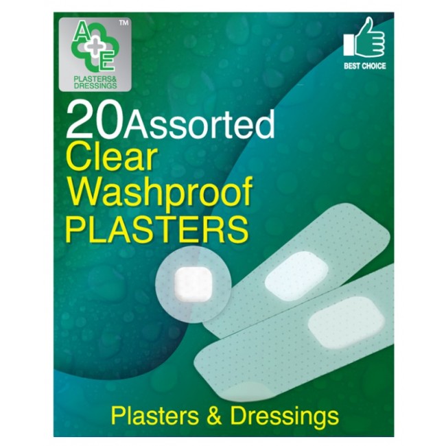 A&E Clear Washproof Plasters & Dressings 20's