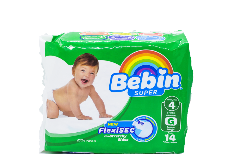 Bebin Super Diapers Size 4  Large 6/14's