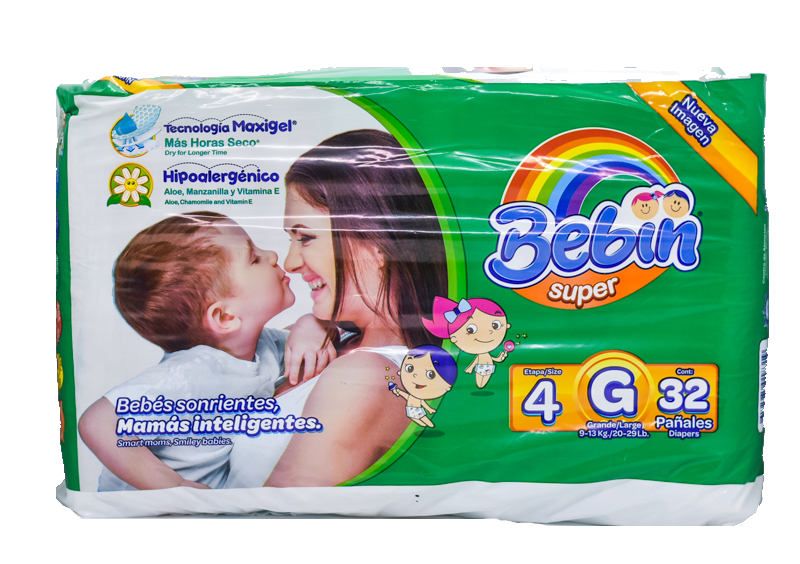 Bebin Super Diapers Size4 Large 4x30's