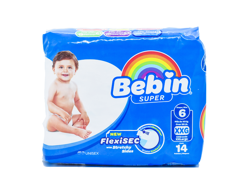 Bebin Super Diapers XXG Size 6   6/14pk