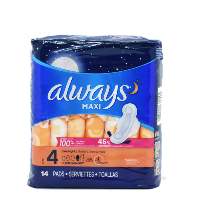 Always Maxi Overnight Wings 16's size 4