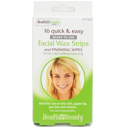 Health & Beauty Facial Wax Strips 16PC