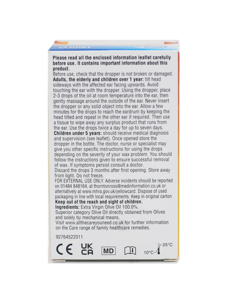 Care Extra Virgin Olive Oil Ear Drops 10ml
