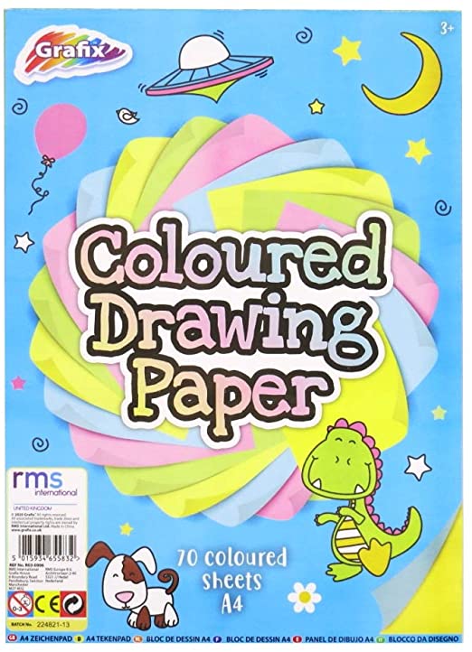 Grafix Coloured Drawing Paper  70 sheets A4