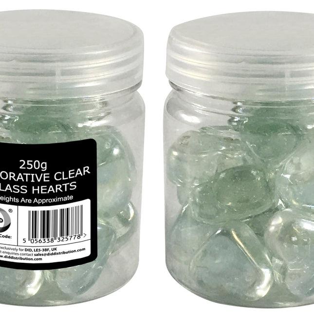DID Decorarive Clear Glass Hearts 250g