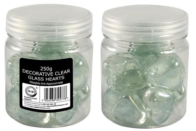 DID Decorarive Clear Glass Hearts 250g