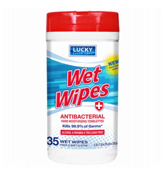 Lucky Wet Antibacterial Wipes 35's